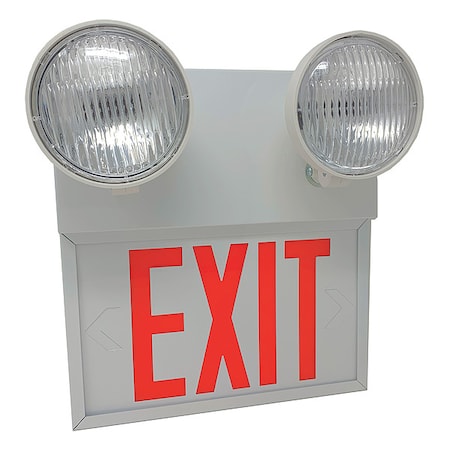 Exit Sign with Emergency Lights, White, 1 Face(s), LED, Universal Mount, Lead Calcium MPN:2COM1RWW-PH