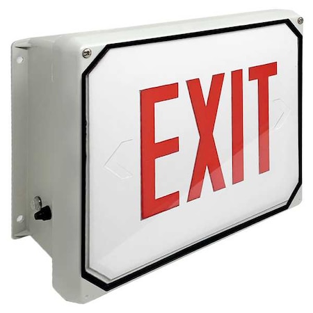 NEMA 4X Exit Sign, Gray, 1 Face(s), LED, Back Mount, Sealed Lead Calcium MPN:E4XL1RW