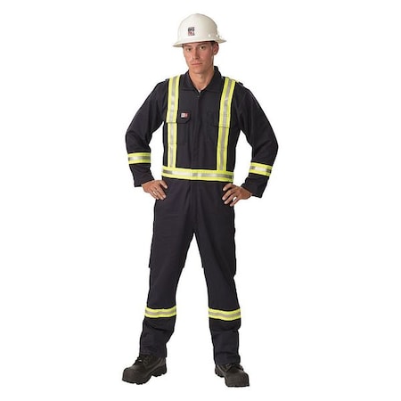Coverall, 8.7 cal/sq cm ATPV, 3X-Large, 32 in Inseam, Cotton/Nylon, Snap, Zipper MPN:1155US7-3XLT-KAK