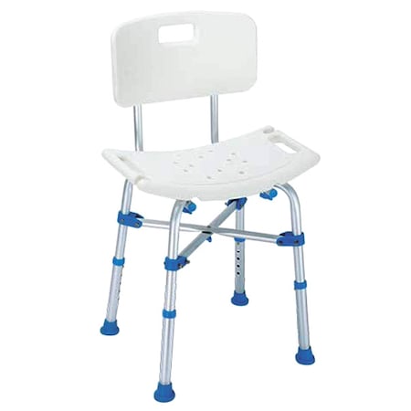 Adjustable Shower Chair, 12 in L, Aluminum, Chrome Plated MPN:BJBATH
