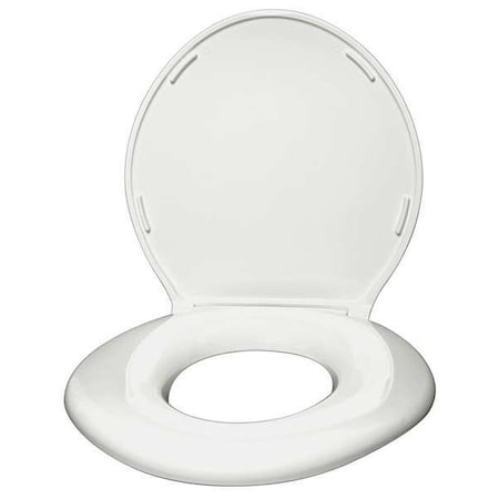 Toilet Seat With Cover, ABS, PVC, Elongated or Round, White MPN:6W