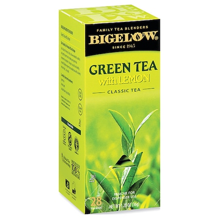 Tea, Green Tea with Lemon, Tea Bag, Caffeinated, Tea Bags, 1.28 oz, 28 PK MPN:RCB10346
