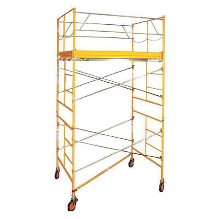 Scaffold Tower, 2 to 11 ft H, 120 in W, 57 in D, Aluminum, Steel, Wood, 2, 000 lb Load Capacity MPN:6004C-10X10RT