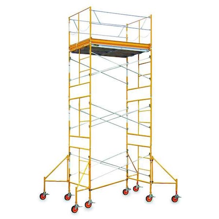 Scaffold Tower, 2 to 21 ft H, 84 in W, 57 in D, Steel/Aluminum/Wood, 2, 000 lb Load Capacity MPN:6004C-7X20RT