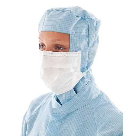 Cleanroom Mask, 3-Ply, Dual, Non-Adjustable Strap, None, White, M, 600 PK MPN:MEA210-1