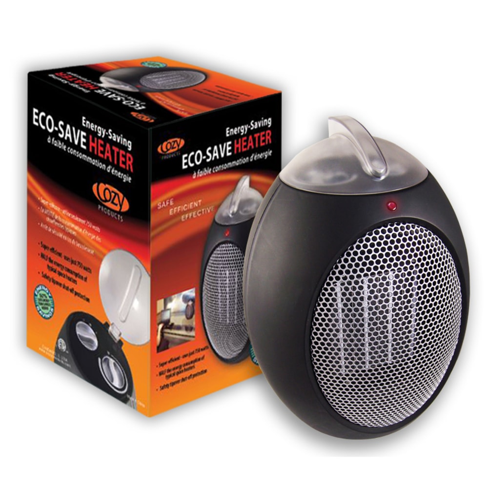COZY PRODUCTS Eco-Save Compact Heater, 100 Sq. Ft. Coverage, Black MPN:ESH