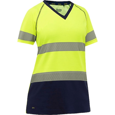 Women's Hi-Vis Short Sleeve T-Shirt, 2, R, Cotton, Polyester, Yellow/Black, 3X MPN:312W1118T-YN/3X