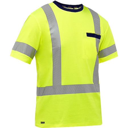 Hi-Vis Short-Sleeve T-Shirt, 3, R, Cotton, Polyester, Yellow, 4X MPN:313M1118X-Y/4X