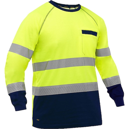 Hi-Vis Long Sleeve T-Shirt, 3, R, Cotton, Polyester, Yellow/Black, 3X MPN:313M6118T-YN/3X