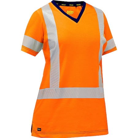 Women's Hi-Vis Short Sleeve T-Shirt, 3, R, Cotton, Polyester, Orange, S MPN:313W1118H-O/S