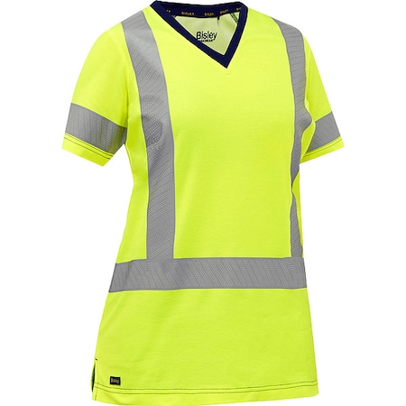 Women's Hi-Vis Short Sleeve T-Shirt, 3, R, Cotton, Polyester, Yellow/Black, M MPN:313W1118H-Y/M