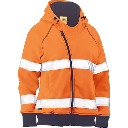 Women's Hi-Vis Zip-Front Sweatshirt, 2, R, Polyester, Orange/Navy, S MPN:323W6819T-OR/S