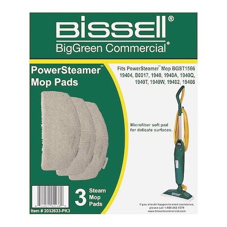 12 in Pad, 0.25 oz Dry Wt, White, Microfiber, PK3 MPN:2032633-PK3