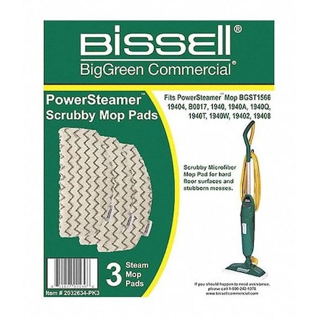 12 in Pad, 0.3 oz Dry Wt, White, Microfiber, PK3 MPN:2032634-PK3
