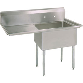 BK Resources® 1-Comp Sink 18x18x12 Deep 8 Faucet Holes 18L Drainboard Galvanized Legs BKS-1-18-12-18L