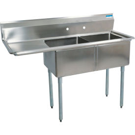 BK Resources® 2-Compartment Sink 18X18X12 Deep 8 Faucet Holes 18L Drainboards BKS-2-18-12-18L