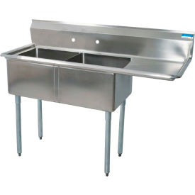 BK Resources® 2-Compartment Sink 18X18X12 Deep 8 Faucet Holes 18R Drainboards BKS-2-18-12-18R