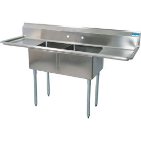 BK Resources® 2 Compartment Sink SS 20L x 20W x 12D bowls (2) 18 Drainboards BKS-2-20-12-18T