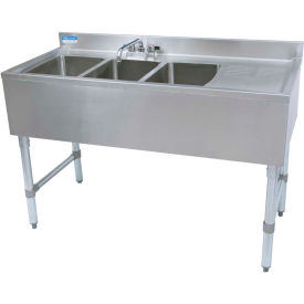 BK Resources Stainless Steel 3 Comp Underbar Sink 48
