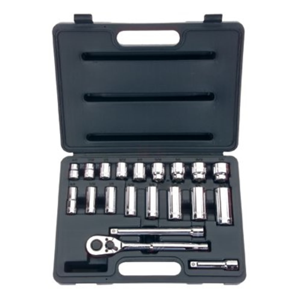 Stanley Tools 20-Piece SAE Standard/Deep Socket Set, 3/8in Drive, 12-Point Sockets MPN:576-85-404