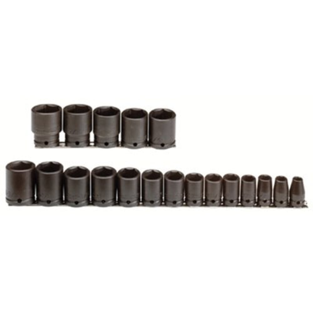 PROTO 19-Piece Impact Socket Set, SAE, 1/2in Drive, 3/8in to 1-1/2in Opening, 6-Point MPN:577-74106