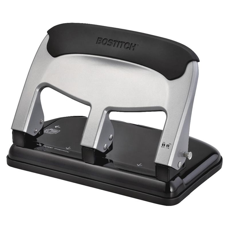 Bostitch EZ Squeeze 3-Hole Punch, Black/Silver MPN:HP40