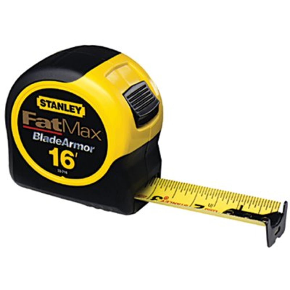 Black+Decker FatMax Classic Tape Measure, 1 1/4 in W x 16 ft L, SAE, Black/Yellow Case MPN:680-33-716