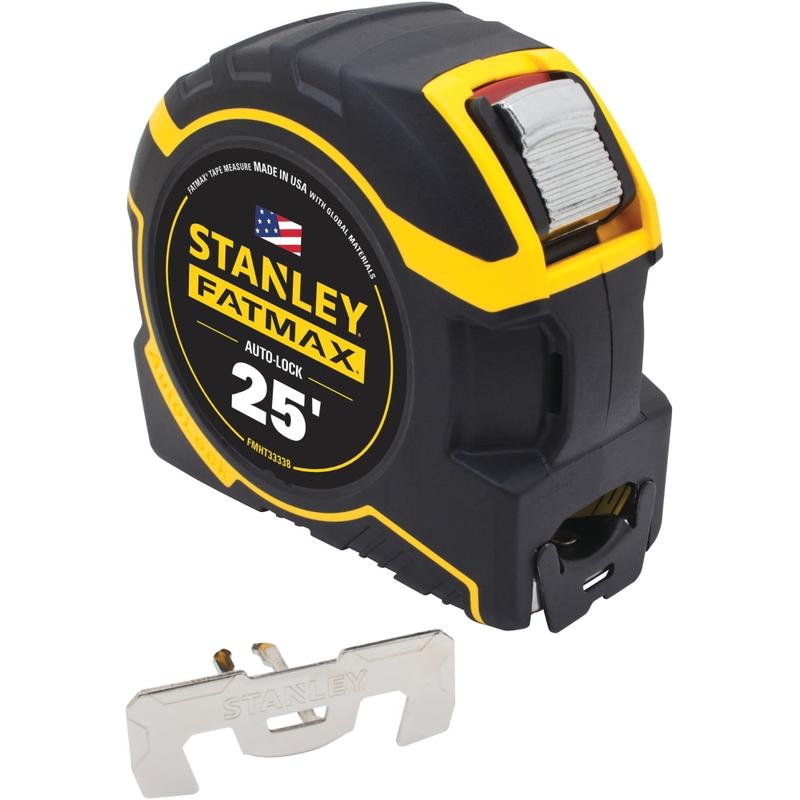 Stanley 25 ft. Fatmax Auto-Lock Tape Measure - 25 ft Length x 1.3in Width - Imperial Measuring System - Yellow, Black MPN:FMHT33338L
