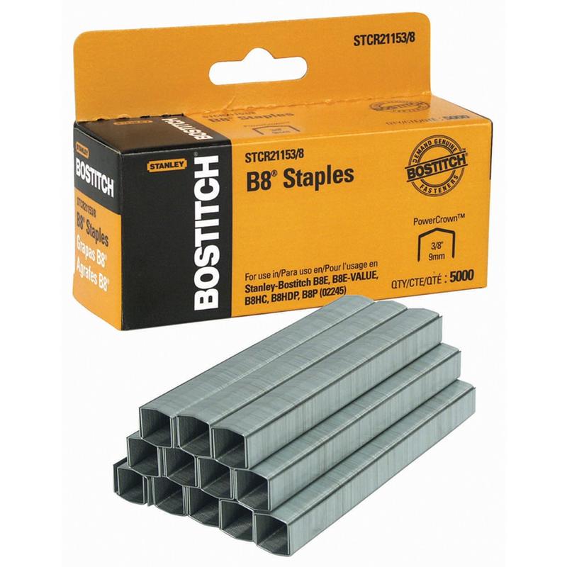 Bostitch B8 PowerCrown Premium Staples, 3/8in Size, Box Of 5, 000 MPN:STCR21153/8
