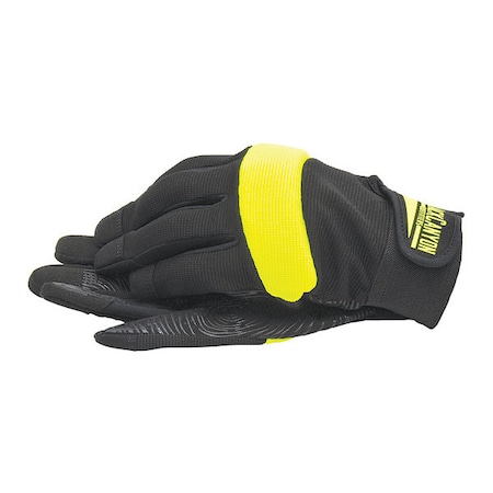 Hi-Vis Coated Gloves, Silicone, Palm, Black/Yellow, L MPN:BHG621L