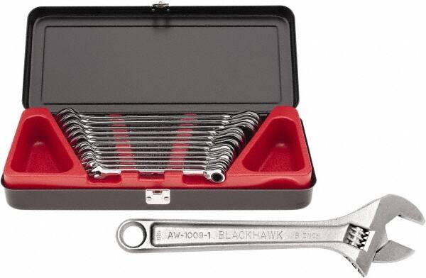 Adjustable Wrench & Combination Wrench Set: 13 Pc, Metric MPN:0015343/3380404