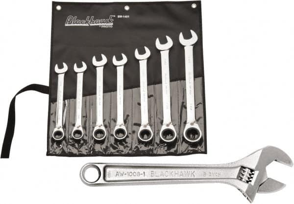 Adjustable Wrench & Combination Wrench Set: 8 Pc, Inch MPN:8538094/3380404