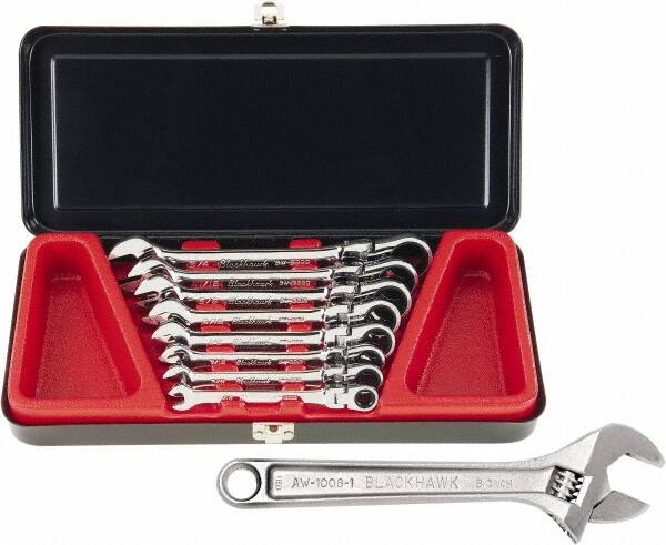 Adjustable Wrench & Combination Wrench Set: 9 Pc, Inch MPN:9336220/3380404
