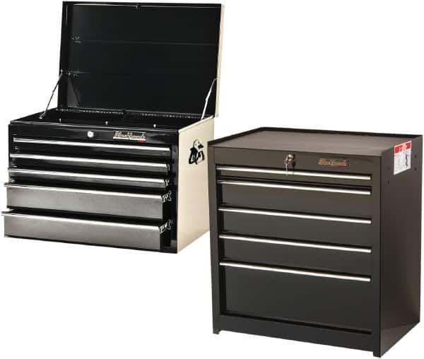 5 Drawer, 2 Piece, Black Steel Top Chest/Roller Cabinet Combo MPN:0591715/0591721