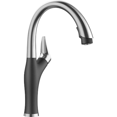 Artona Pull Down Dual Spray Kitchen Faucet 1.5 GPM - PVD Steel/Anthracite MPN:442031