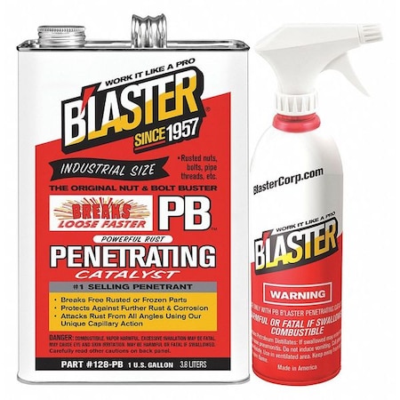 Penetrating Lubricant, 1 gal, Aerosol Spray Can, Mineral Oil Base, 120 Degrees F Max Op Temp, Not Rated, Colorless MPN:128-PB w/Sprayer