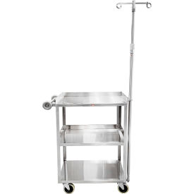 Blickman Light Duty Utility Cart 3 Shelves 2 Hook IV Pole 28-1/4