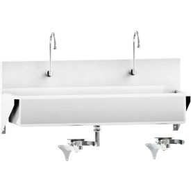 Blickman Double Station Windsor Scrub Sink Wall Mounted with Knee Action Control Stainless Steel 1317879000