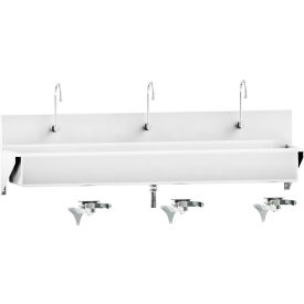 Blickman Triple Station Windsor Scrub Sink Wall Mounted with Knee Action Control Stainless Steel 1317880000