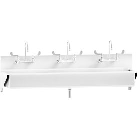 Blickman Triple Station Windsor Scrub Sink Wall Mounted with Elbow Action Control Stainless Steel 1317880004