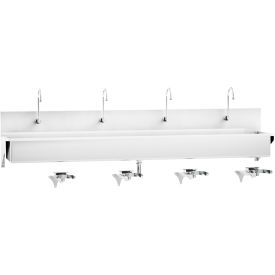 Blickman Four Station Windsor Scrub Sink Wall Mounted with Knee Action Control Stainless Steel 1317881000