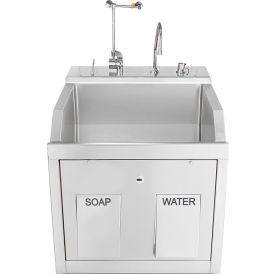 Blickman Single Station Wall Mounted Lodi Scrub Sink with Eyewash and Digital Timer Knee Action 1339881WED