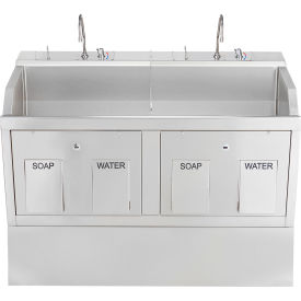 Blickman Double Station Pedestal Lodi Scrub Sink Knee Action Control Stainless Steel 1339882P00
