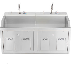 Blickman Double Station Wall Mounted Lodi Scrub Sink Knee Action Control Stainless Steel 1339882W00