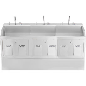 Blickman Triple Station Pedestal Lodi Scrub Sink Knee Action Control Stainless Steel 1339883P00