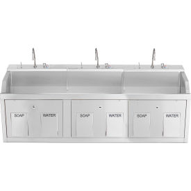 Blickman Triple Station Wall Mounted Lodi Scrub Sink Knee Action Control Stainless Steel 1339883W00