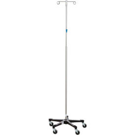 Blickman 7794SS Stainless Steel IV Stand with 5-Leg Base 2-Hook 67