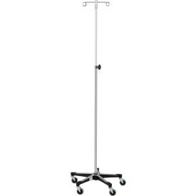 Blickman 1415SS Stainless Steel IV Stand with 5-Leg Base 2-Hook 52