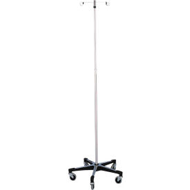 Blickman 7792SS Stainless Steel IV Stand with 5-Leg Base 2-Hook 74
