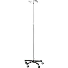 Blickman 7792SS-4 Stainless Steel IV Stand with 5-Leg Base 4-Hook 74
